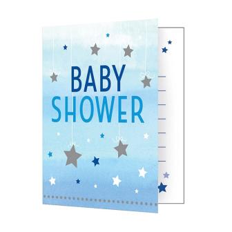 Einladungskarten Baby Party "Little Star" mit Umschlag 8er Pack-blau