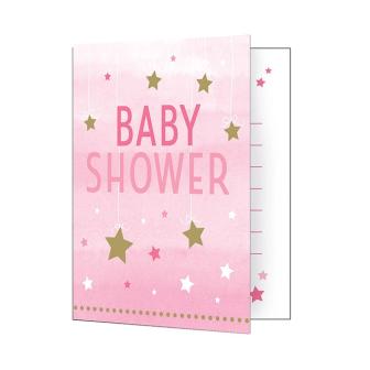 Einladungskarten Baby Party "Little Star" mit Umschlag 8er Pack-rosa