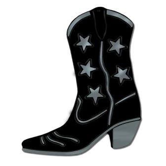 Raumdeko Glänzender Westernstiefel 41 cm x 34 cm -schwarz