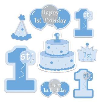 Wanddeko "First Birthday" 8-tlg.-blau