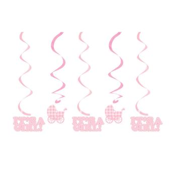 Wirbel-Deckenhänger "Sweet Baby Shower" 5er Pack-rosa