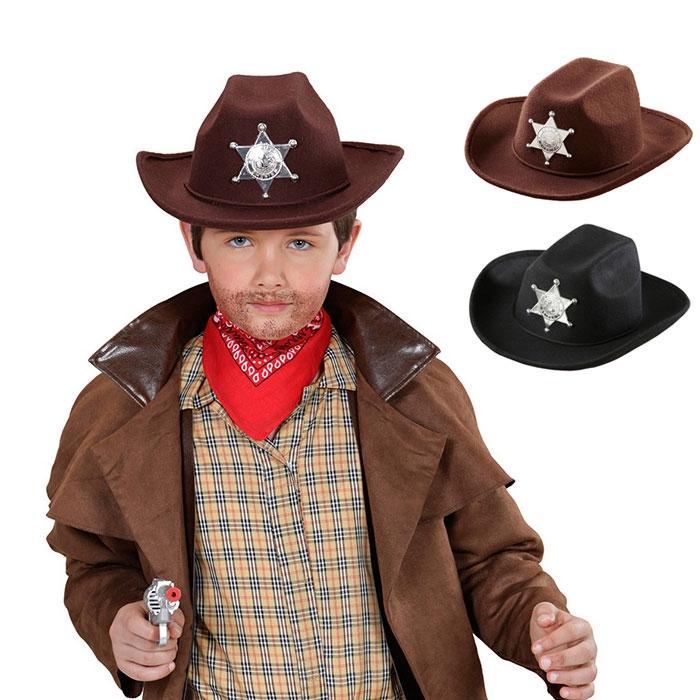 Cowboyhut Kinder-Hut Sheriff beige-rot , günstige Faschings